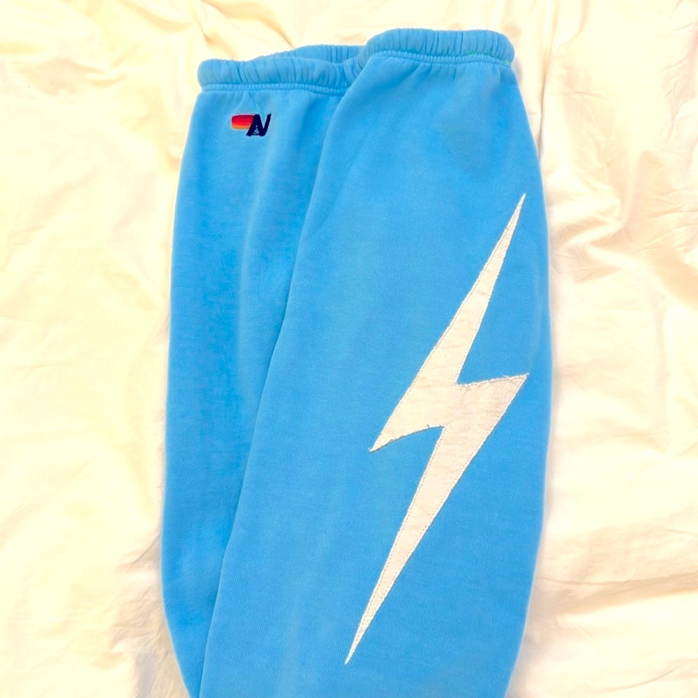 Aviator Nation Bolt Stitch sweatpants- light blue/white